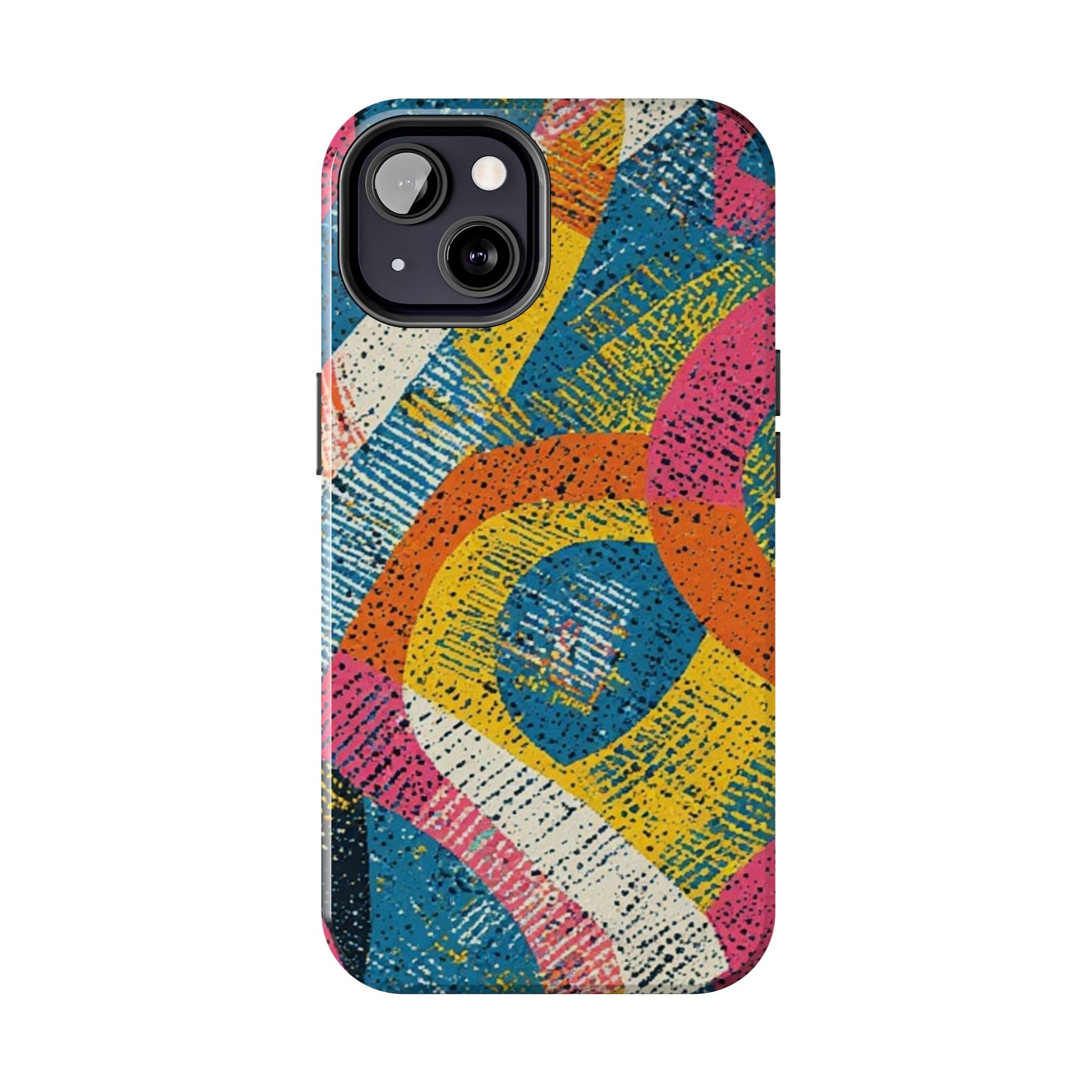 Bold Retro Abstract Tough Phone Case — Colorful Geometric Protective Cover