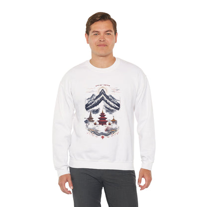 Japanese Mountain Pagoda Crewneck Sweatshirt