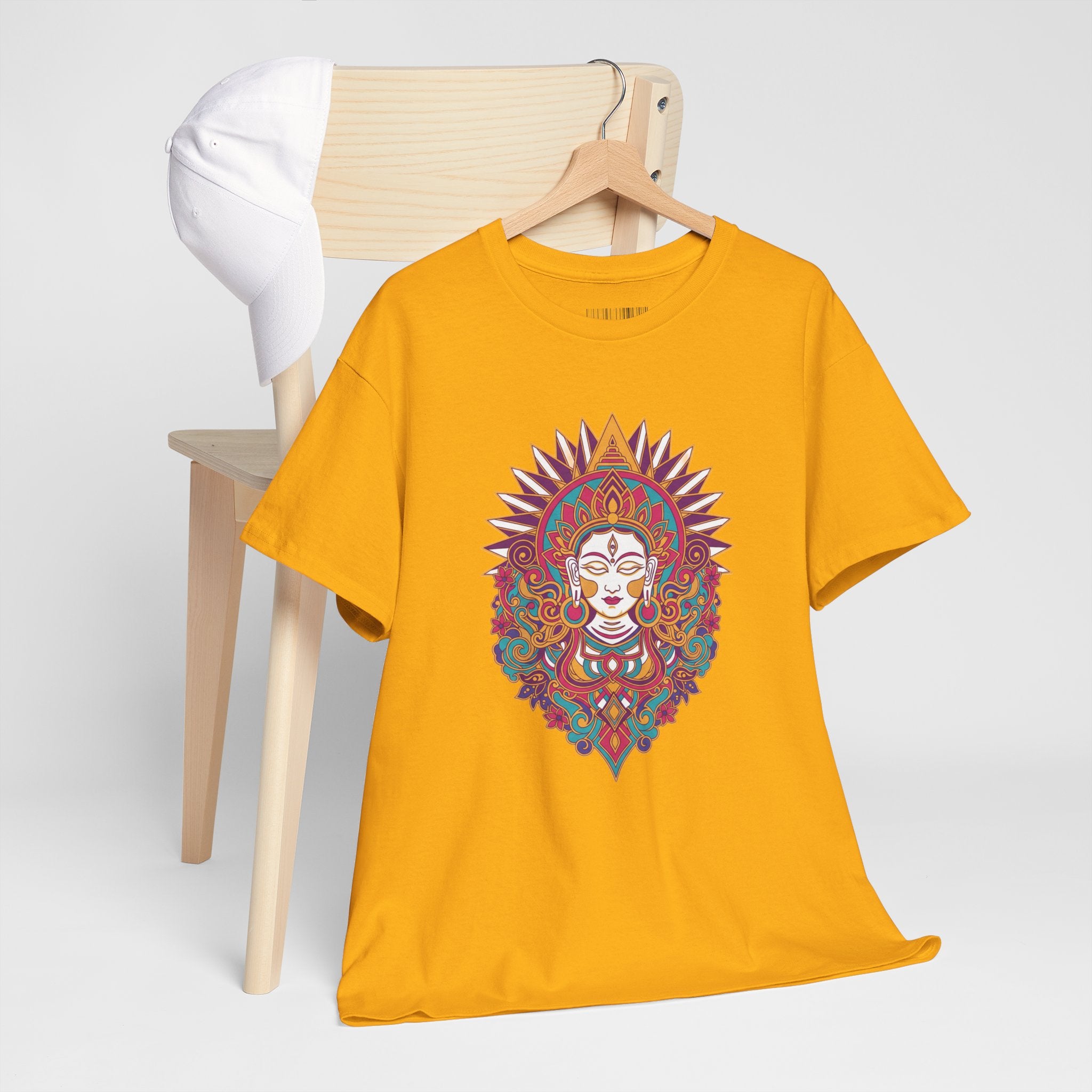 Spiritual Goddess Sun Mandala Tee — Colorful Boho Yoga T‑Shirt
