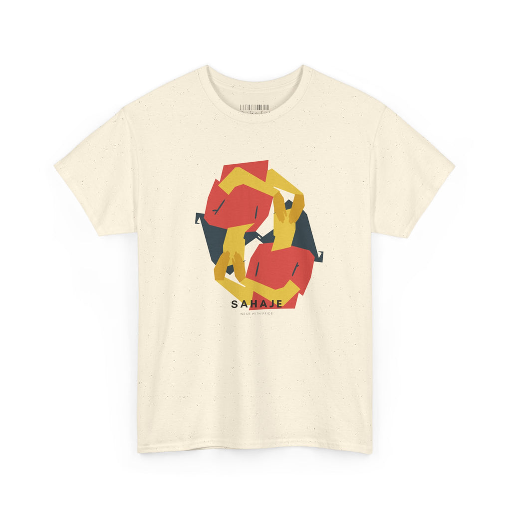 Foxes in Hexagon Graphic Tee — Minimal Geometric Animal Shirt