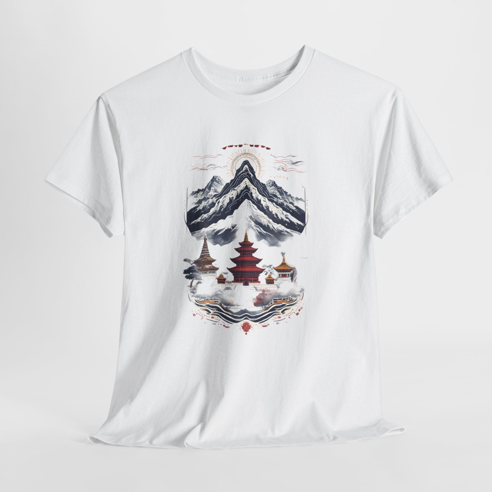 Japanese Mountain Pagoda T-Shirt — Zen Temple Landscape Tee