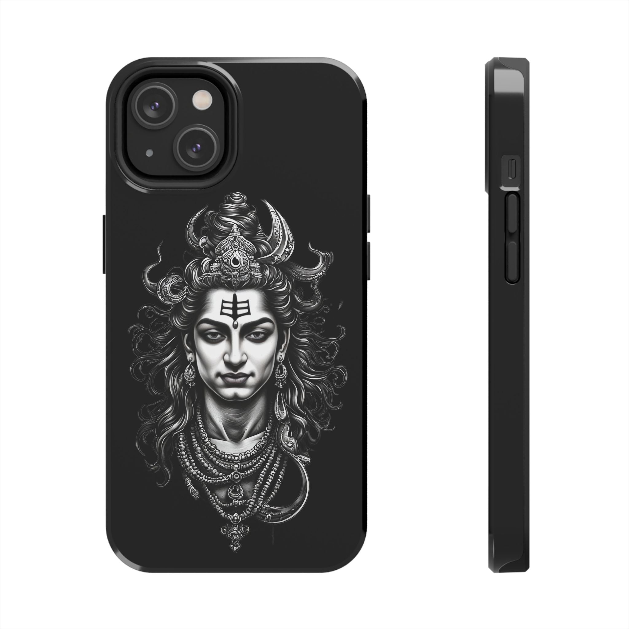 Phone Case — Intricate Lord Shiva Illustration on Black Tough Case