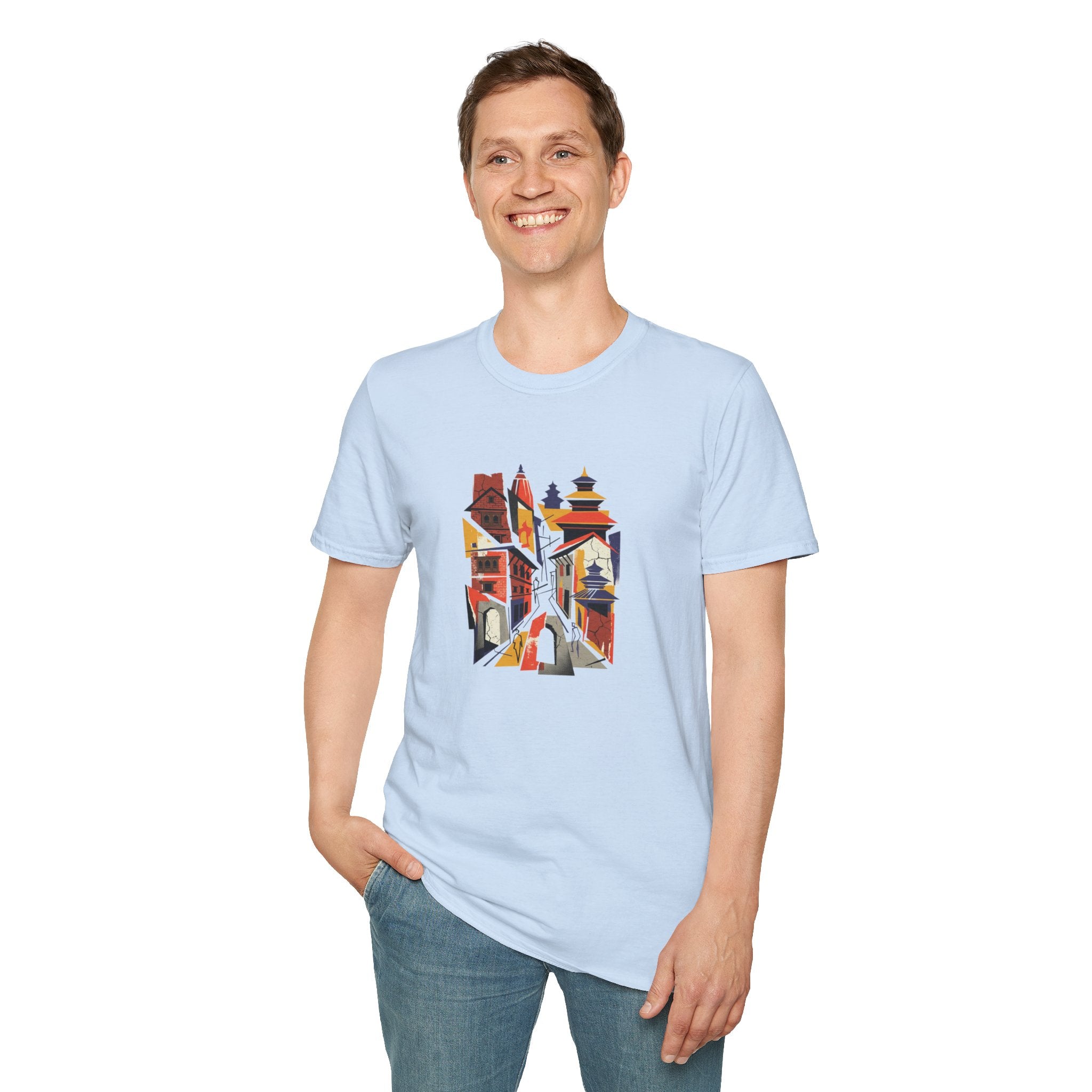 Cityscape Art Tee — Abstract Urban Alley Illustration T-Shirt