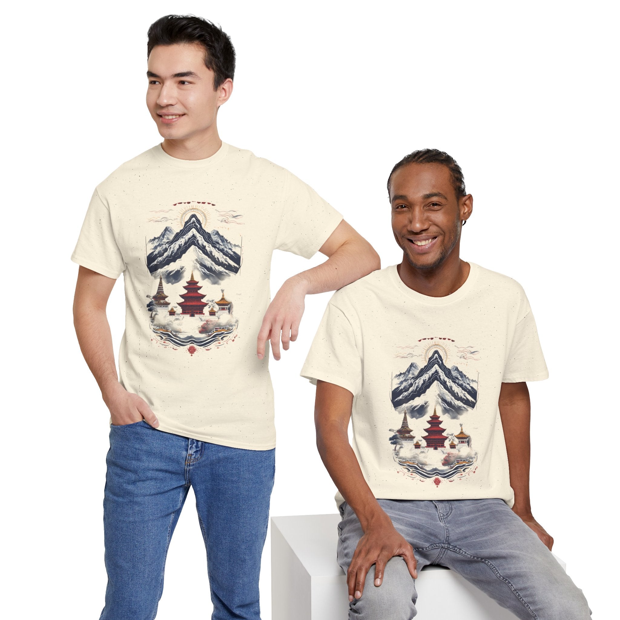 Japanese Mountain Pagoda T-Shirt — Zen Temple Landscape Tee