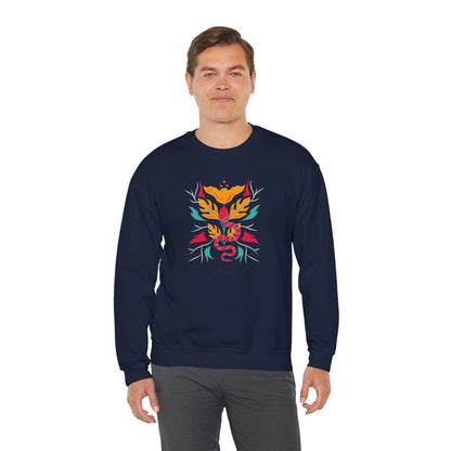 Sahajé Floral Snake Crewneck Sweatshirt — Colorful Botanical Serpent Graphic