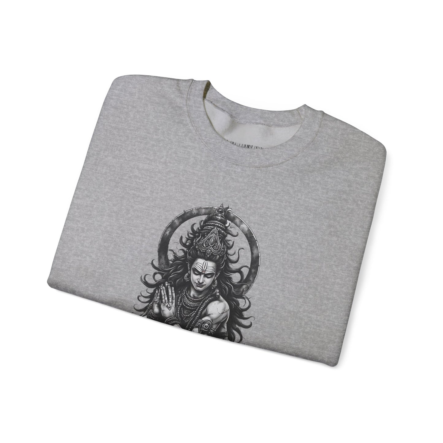 Shiva Meditation Crewneck Sweatshirt — Detailed Shiva Portrait Spiritual Yoga Pullover