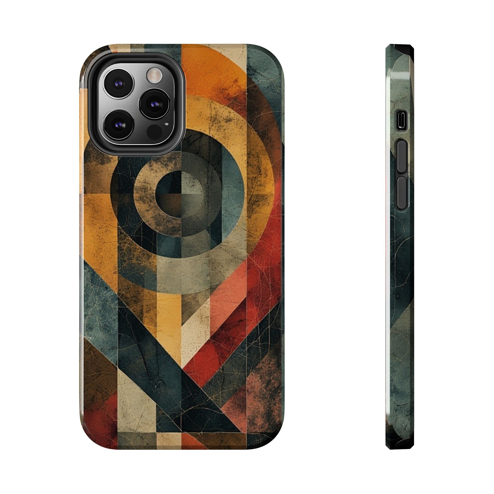Retro Geometric Tough Phone Case — Vintage Target Circle Design