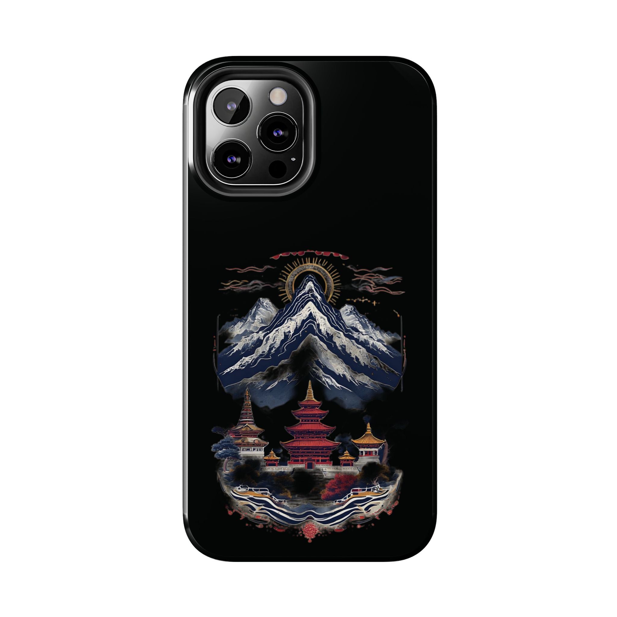 Mountain Temple Tough Phone Case — Japanese-Inspired Landscape Phone Cover