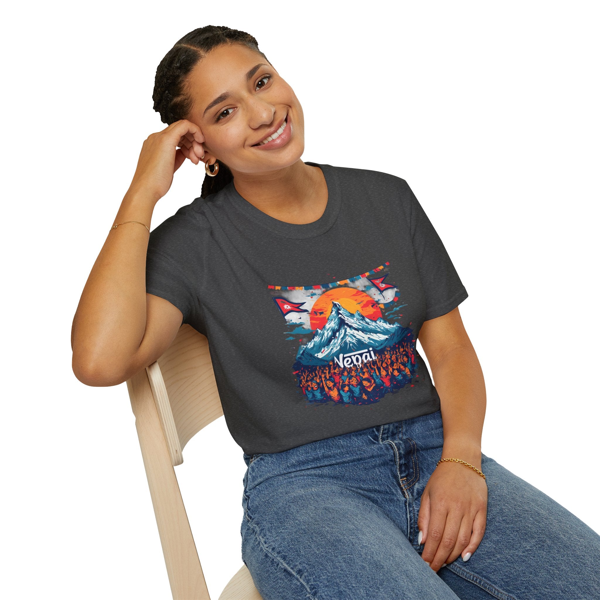 Nepal Mountain Sunrise T-Shirt — Retro Trekking Graphic Tee