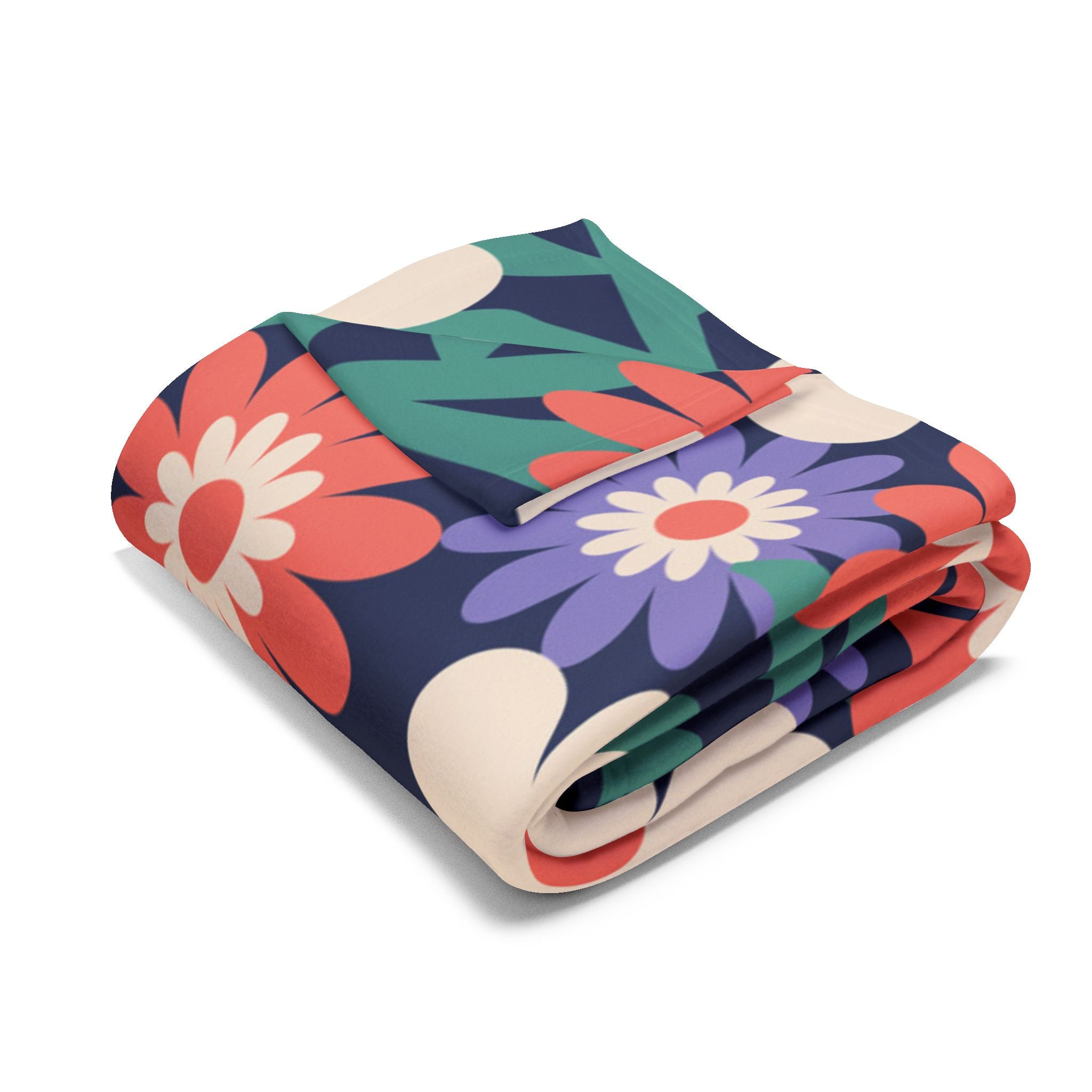 Floral Fleece Blanket — Retro Daisy Cozy Throw
