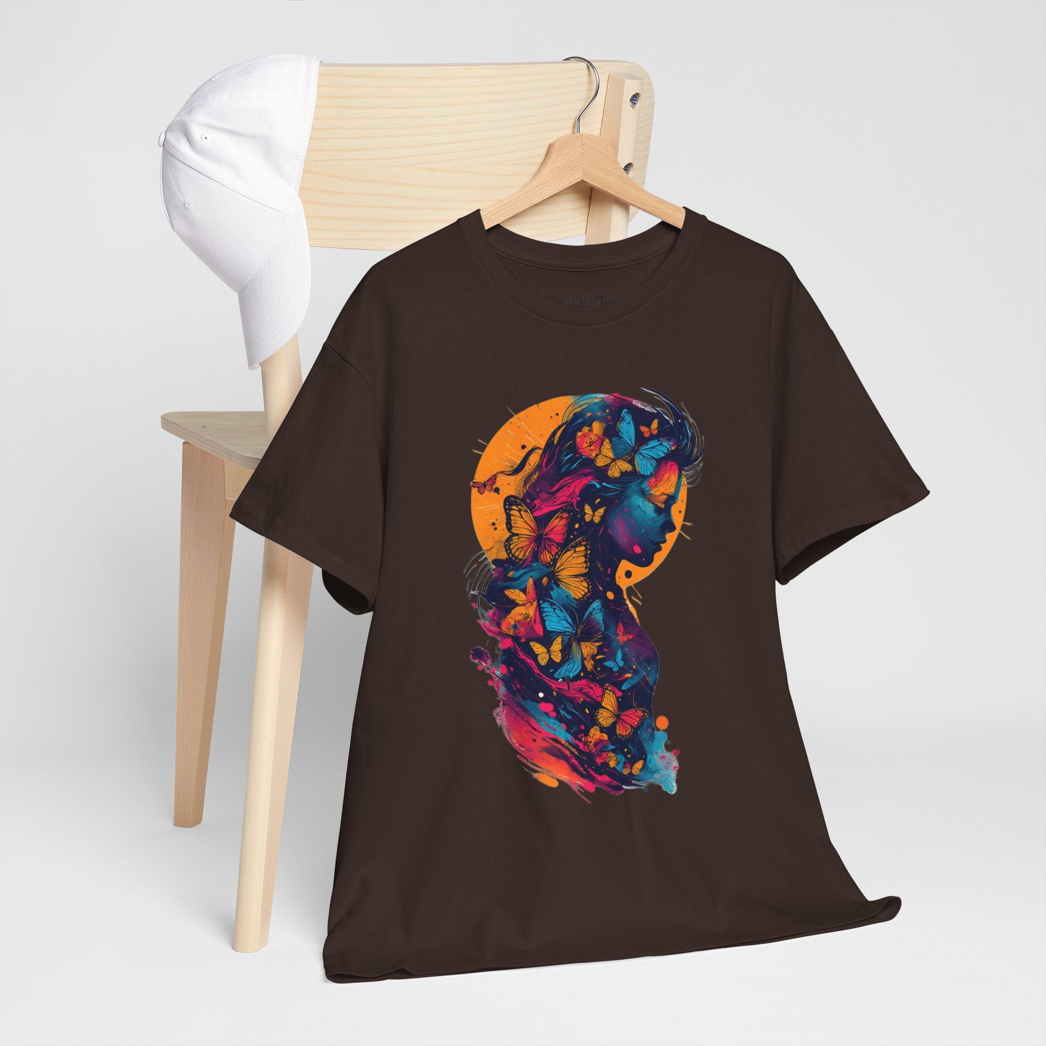 Butterfly Silhouette Graphic Tee — Colorful Maternity Profile Design