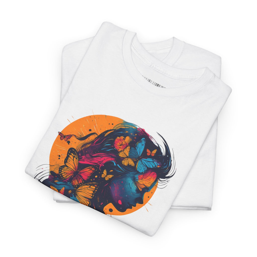 Butterfly Silhouette Graphic Tee — Colorful Maternity Profile Design