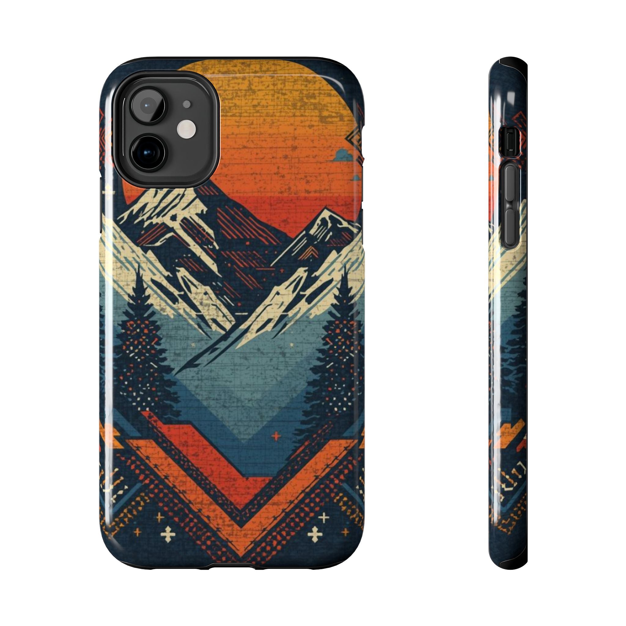 Tough Phone Case — Retro Mountain Sunset Design