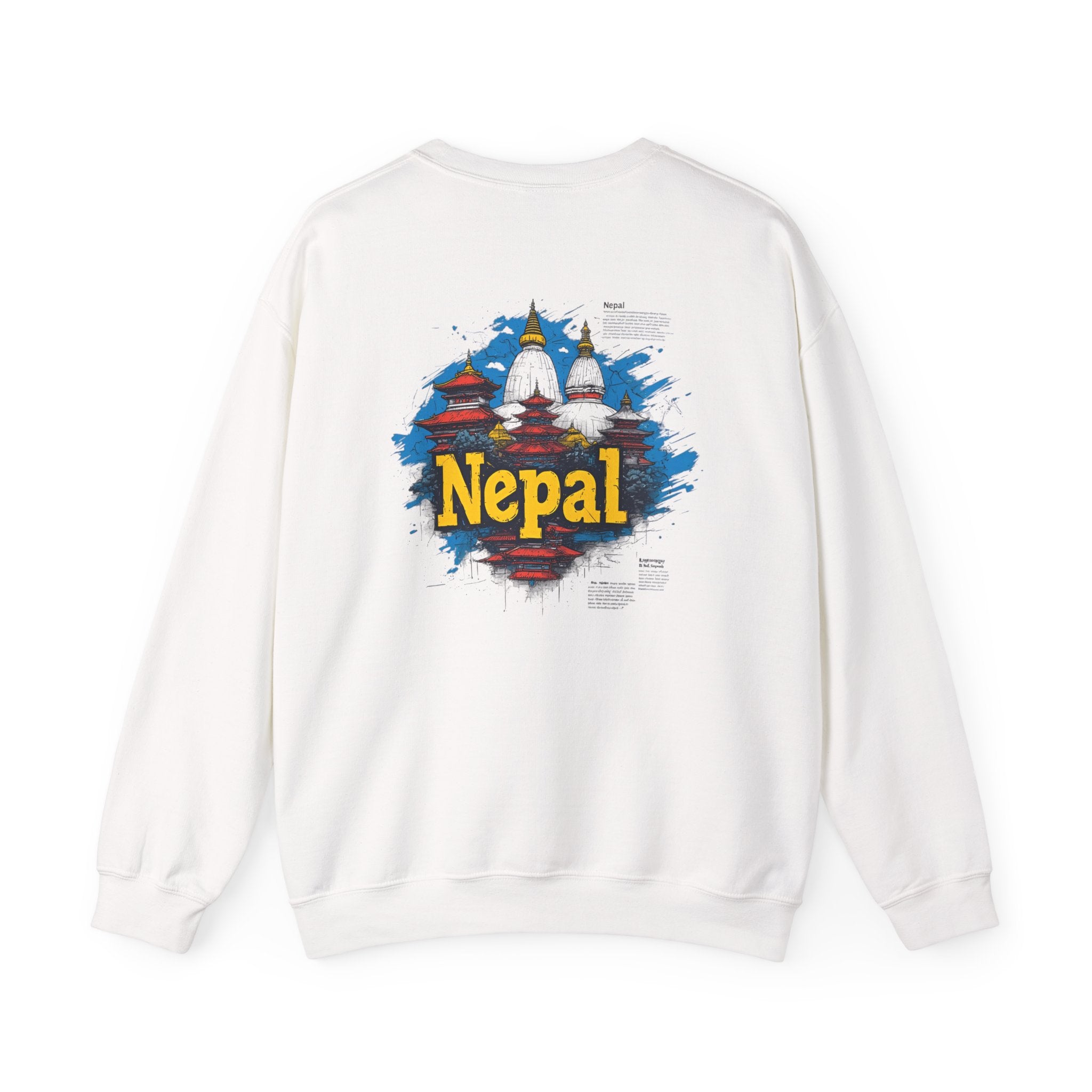 Nepal Landmark Crewneck Sweatshirt – Vintage Kathmandu Stupa Travel Pullover
