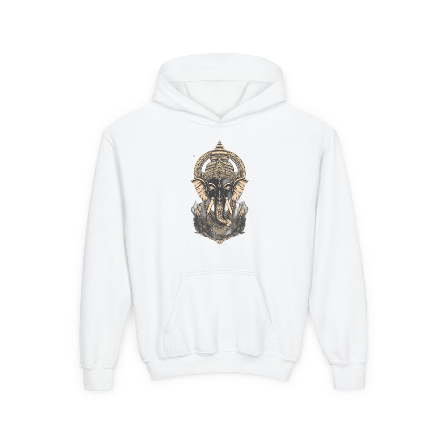 Youth Hoodie — Majestic Ganesha Elephant Art Graphic