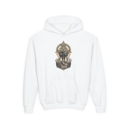 Youth Hoodie — Majestic Ganesha Elephant Art Graphic
