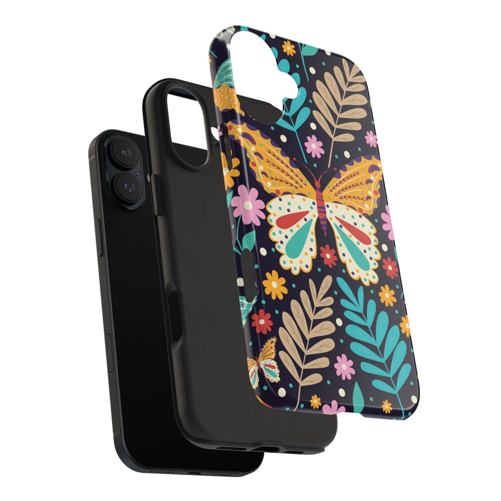 Floral Butterfly Tough Phone Case — Colorful Garden Protective Cover