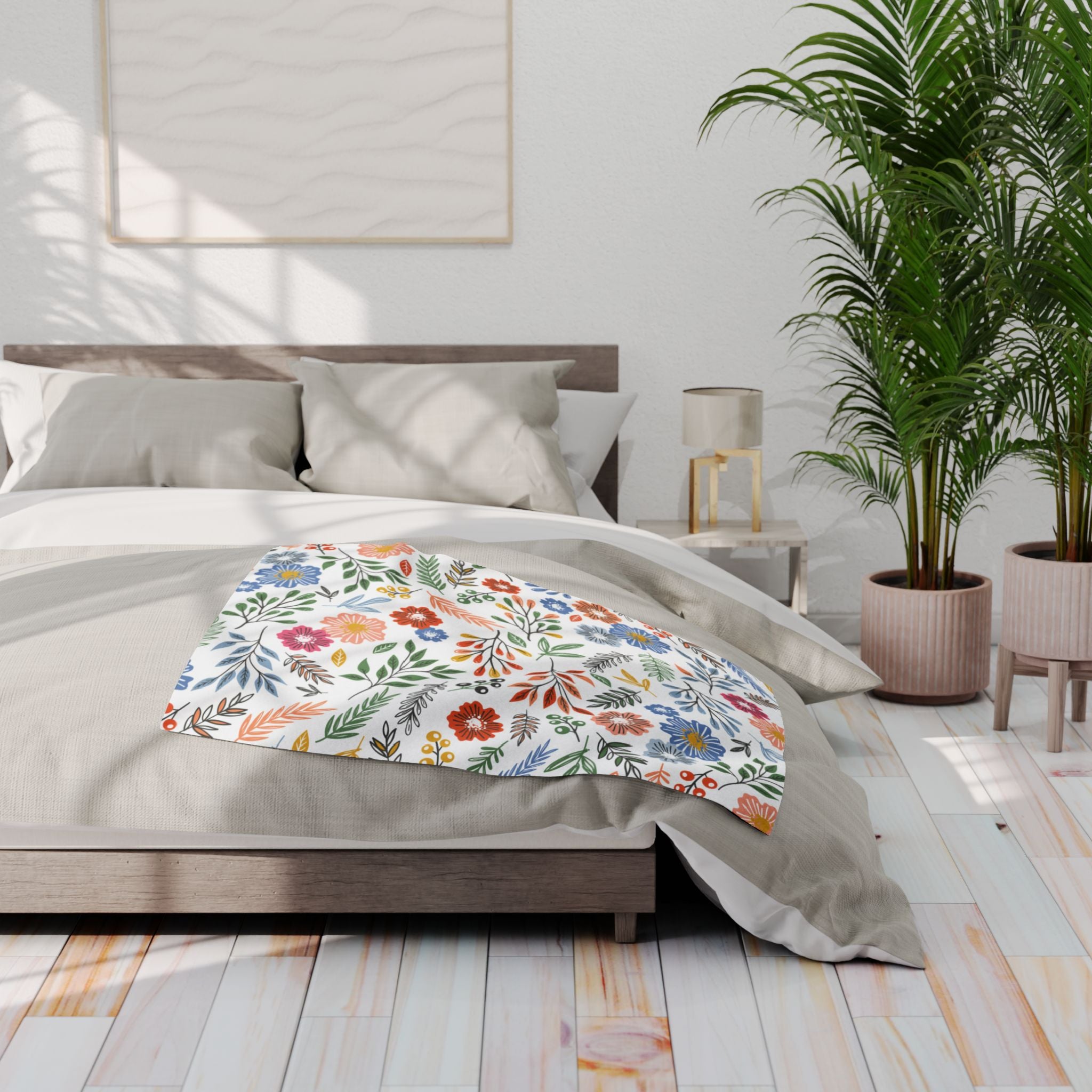 Floral Fleece Blanket — Colorful Wildflower Throw for Cozy Home & Gifts