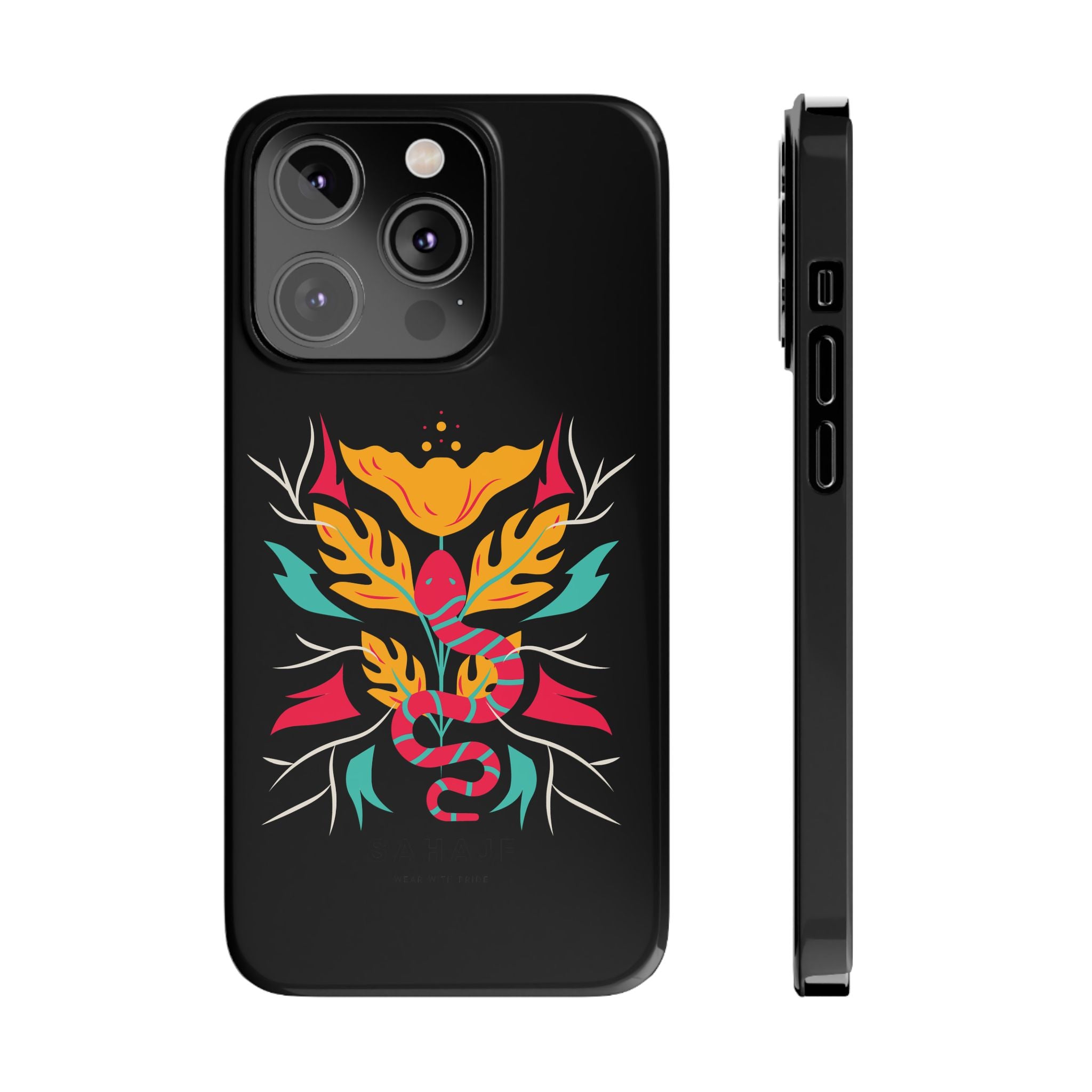 Colorful Floral Snake Slim Phone Case, Trendy Phone Accessories, Unique Gift for Nature Lovers, Modern Phone Cover, Stylish Protection