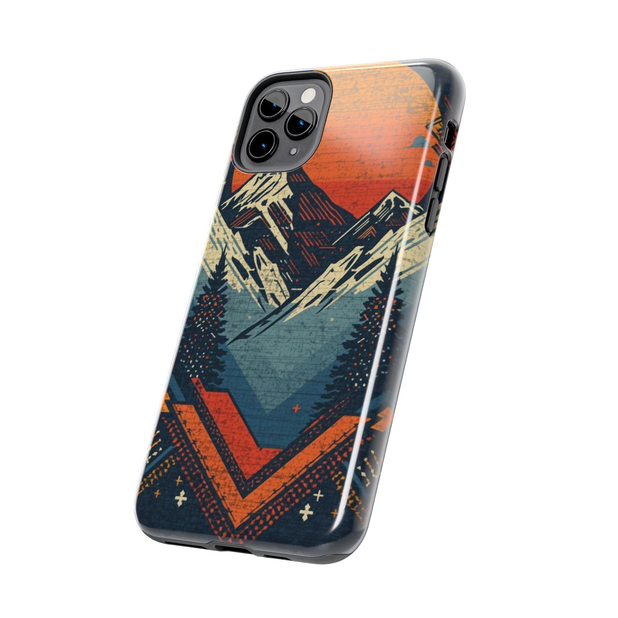 Tough Phone Case — Retro Mountain Sunset Design
