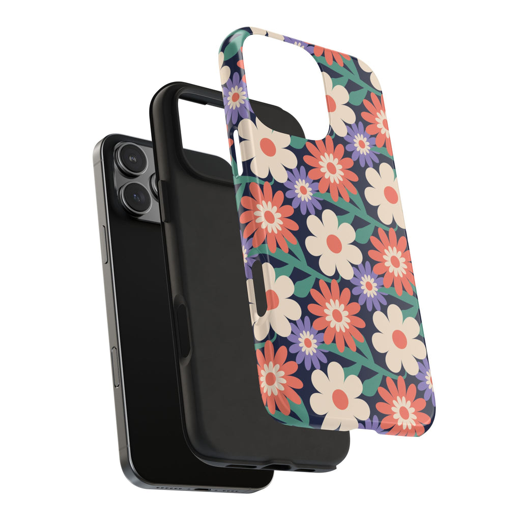 Floral Tough Phone Case — Retro Daisies Protective Phone Cover