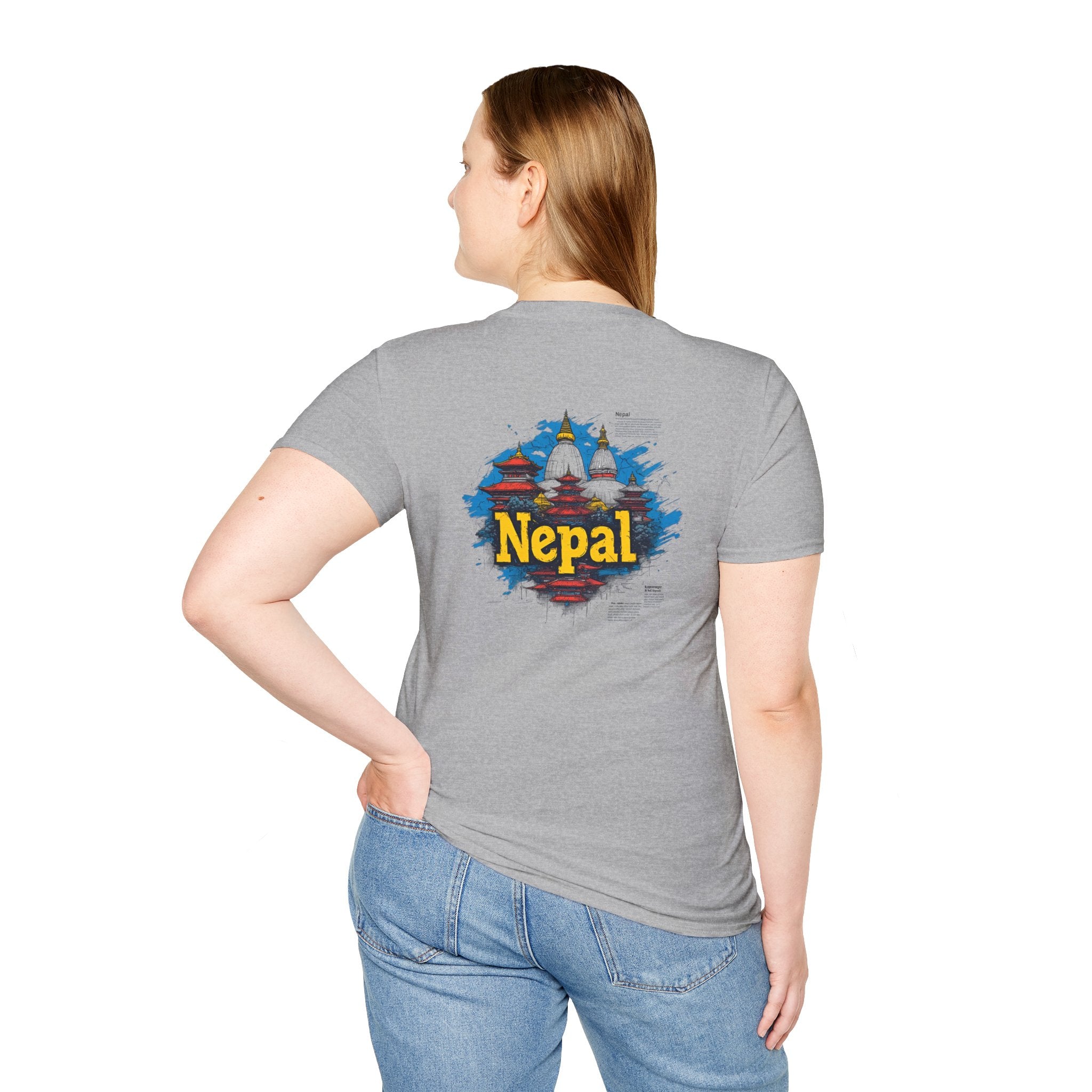 Nepal Souvenir T-Shirt — Stupa Sketch Graphic