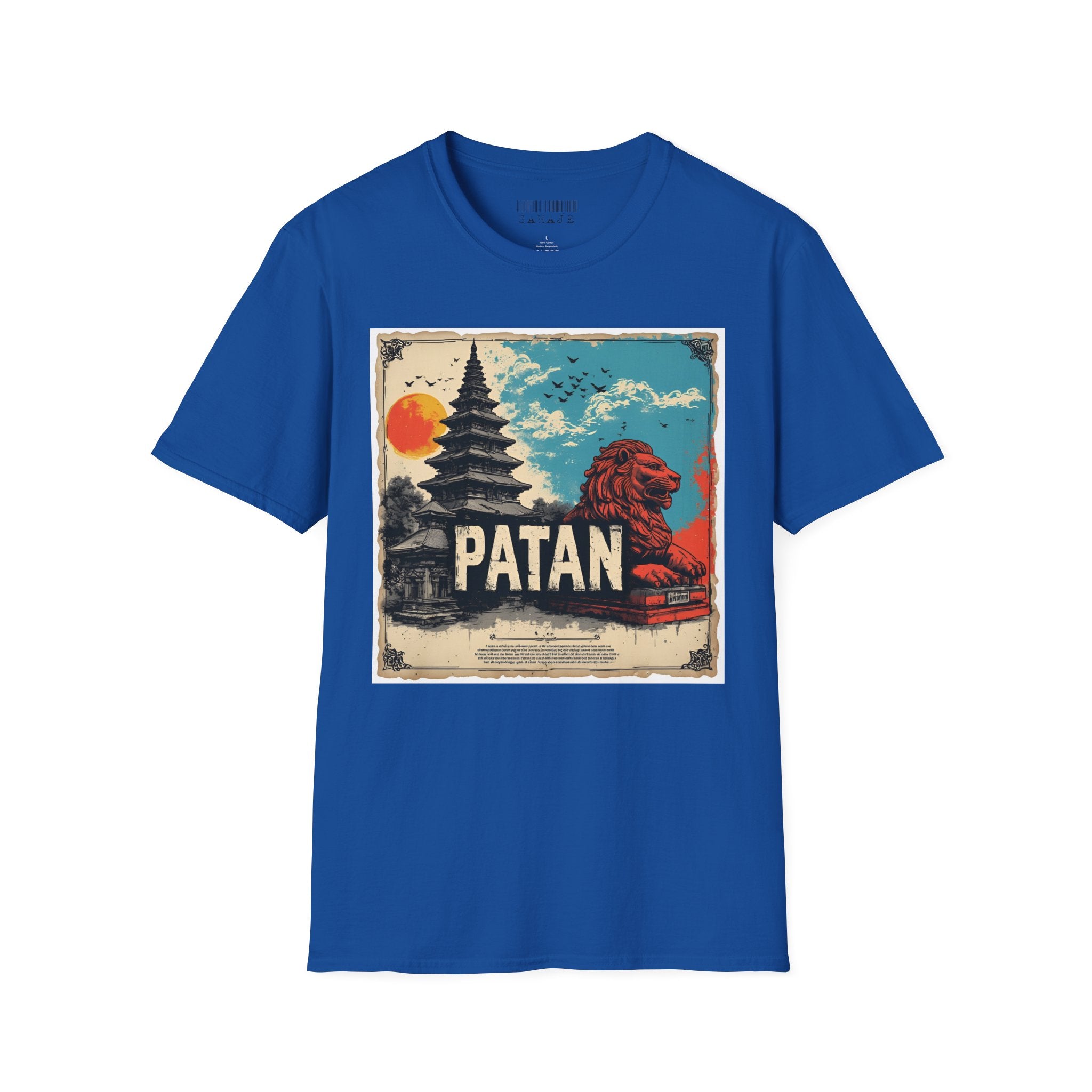 Patan City T-Shirt – Temple & Lion Graphic Tee, Nepali Cultural Heritage Design