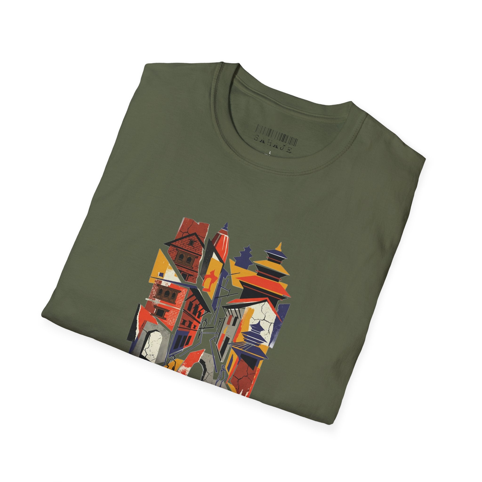 Cityscape Art Tee — Abstract Urban Alley Illustration T-Shirt