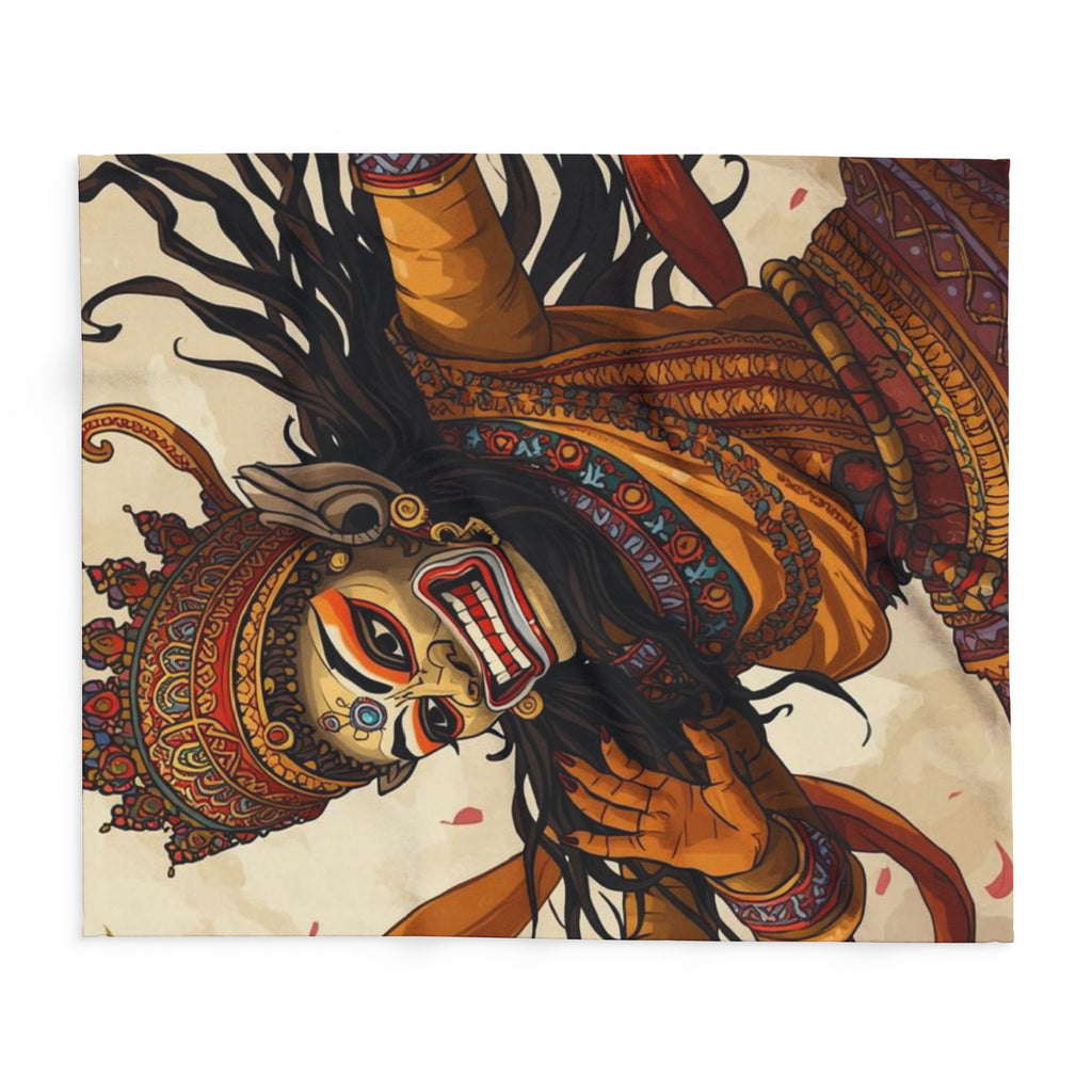 Balinese Barong Art Fleece Blanket — Mythical Masked Dance Throw