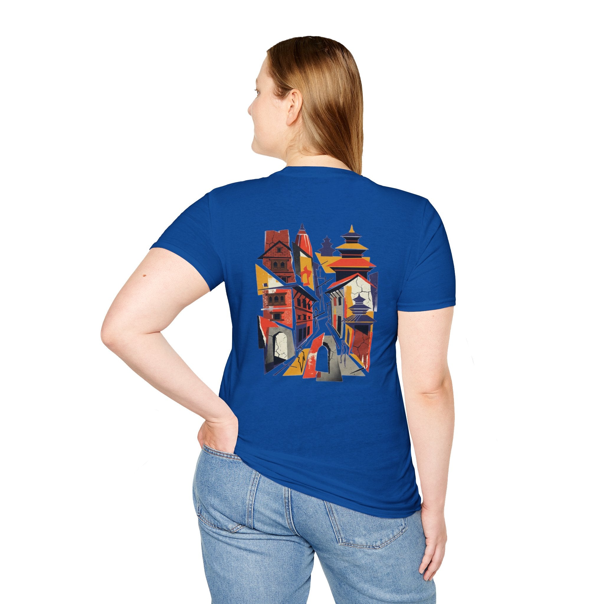 Nepal Street Scene T-Shirt — Colorful Kathmandu Illustration Tee