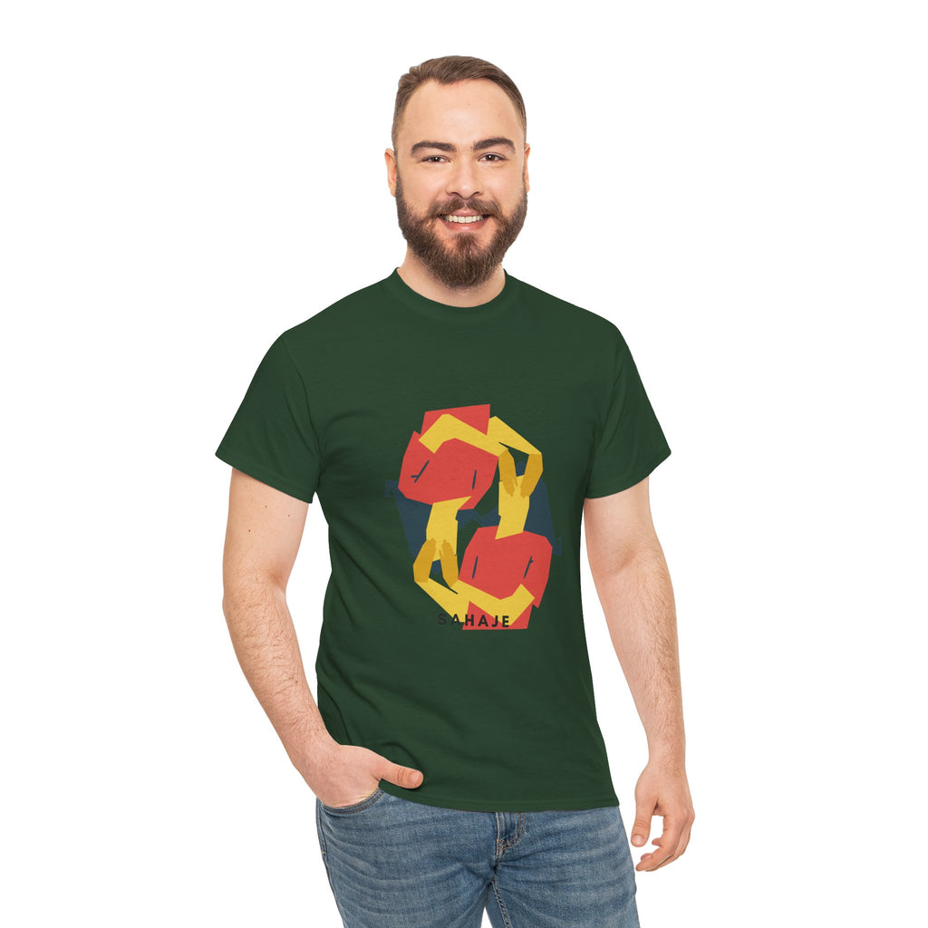 Geometric Fox Tee — Stylized Red & Yellow Fox Illustration T-Shirt