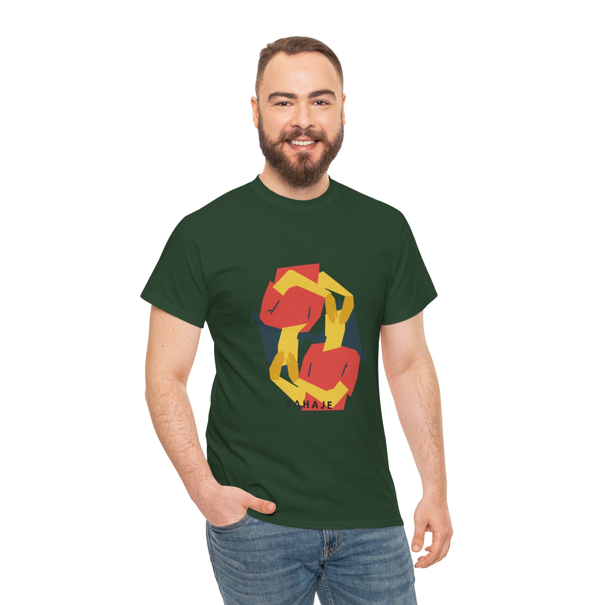 Geometric Fox Tee — Stylized Red & Yellow Fox Illustration T-Shirt