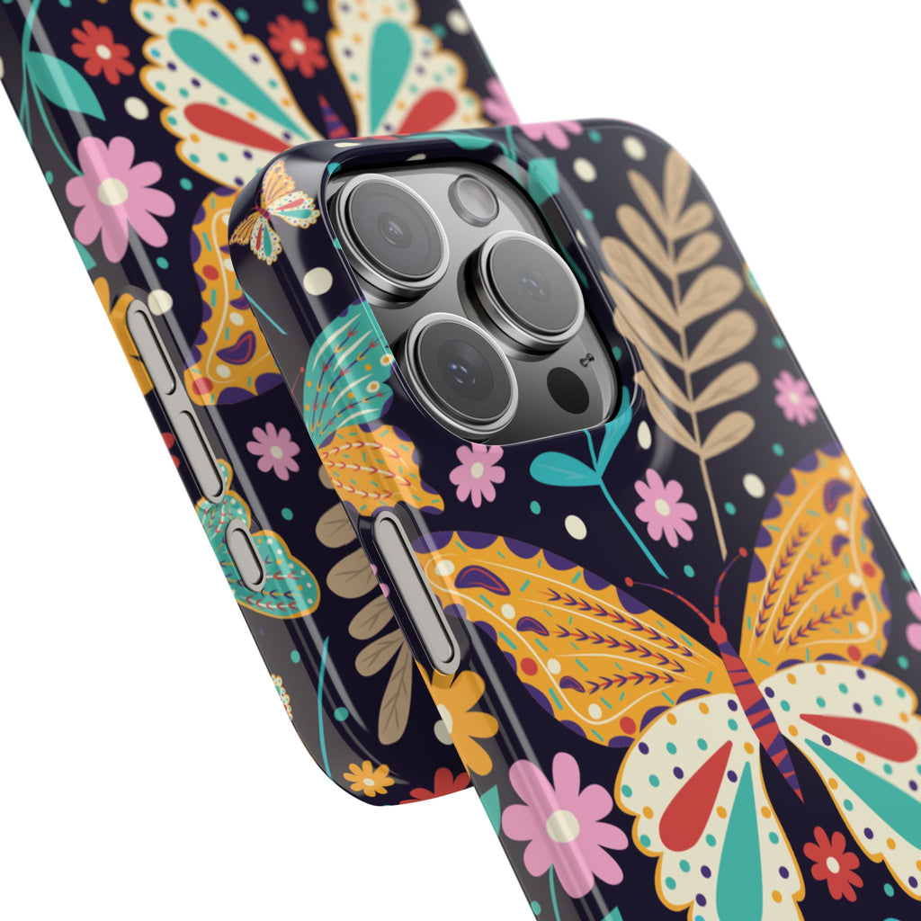 Butterfly Floral Slim Phone Case — Colorful Boho Garden Design