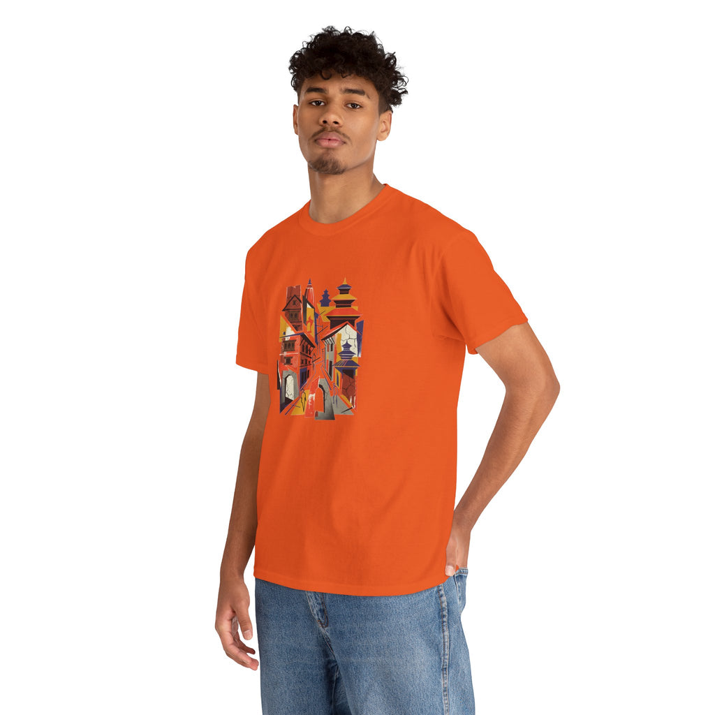 Cityscape Abstract Tee — Colorful Urban Architecture Graphic T‑Shirt