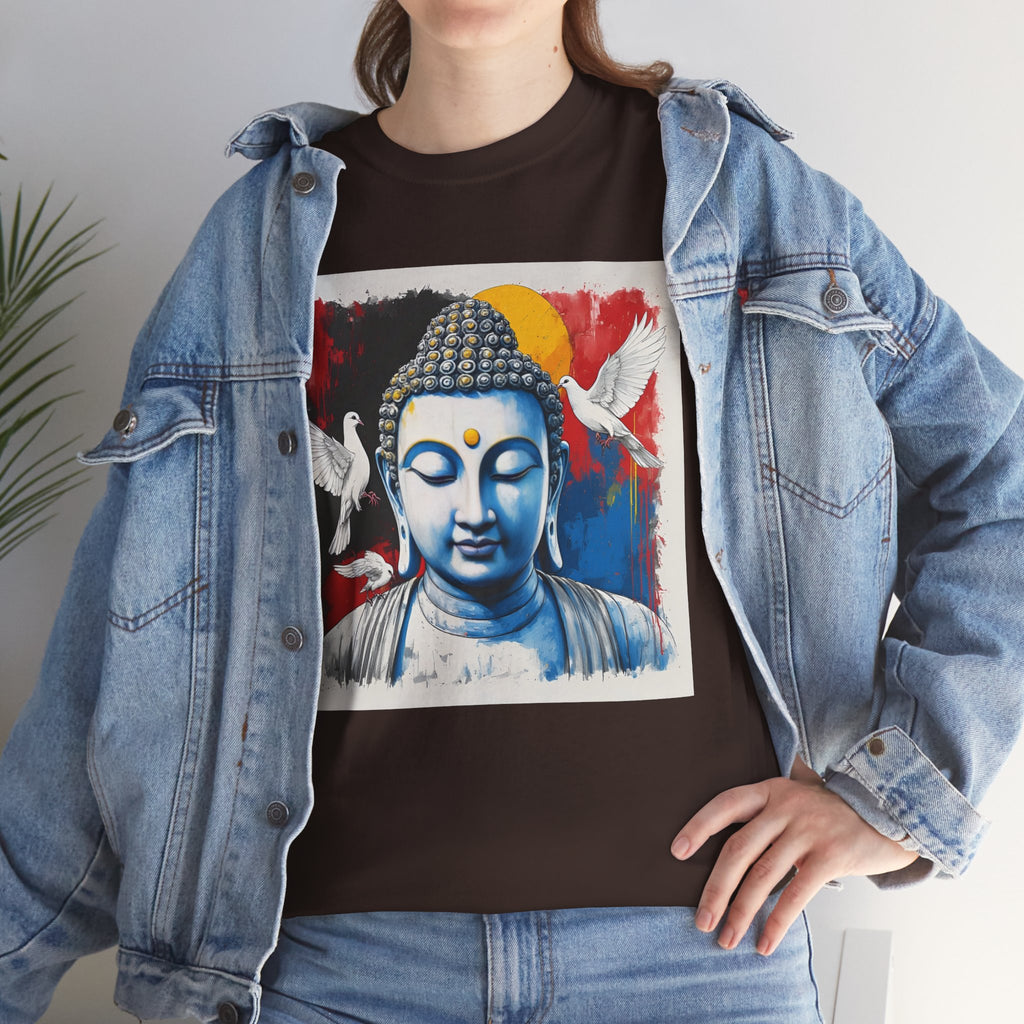 Buddha Peace Tee — Colorful Buddha & Doves Graphic T-Shirt