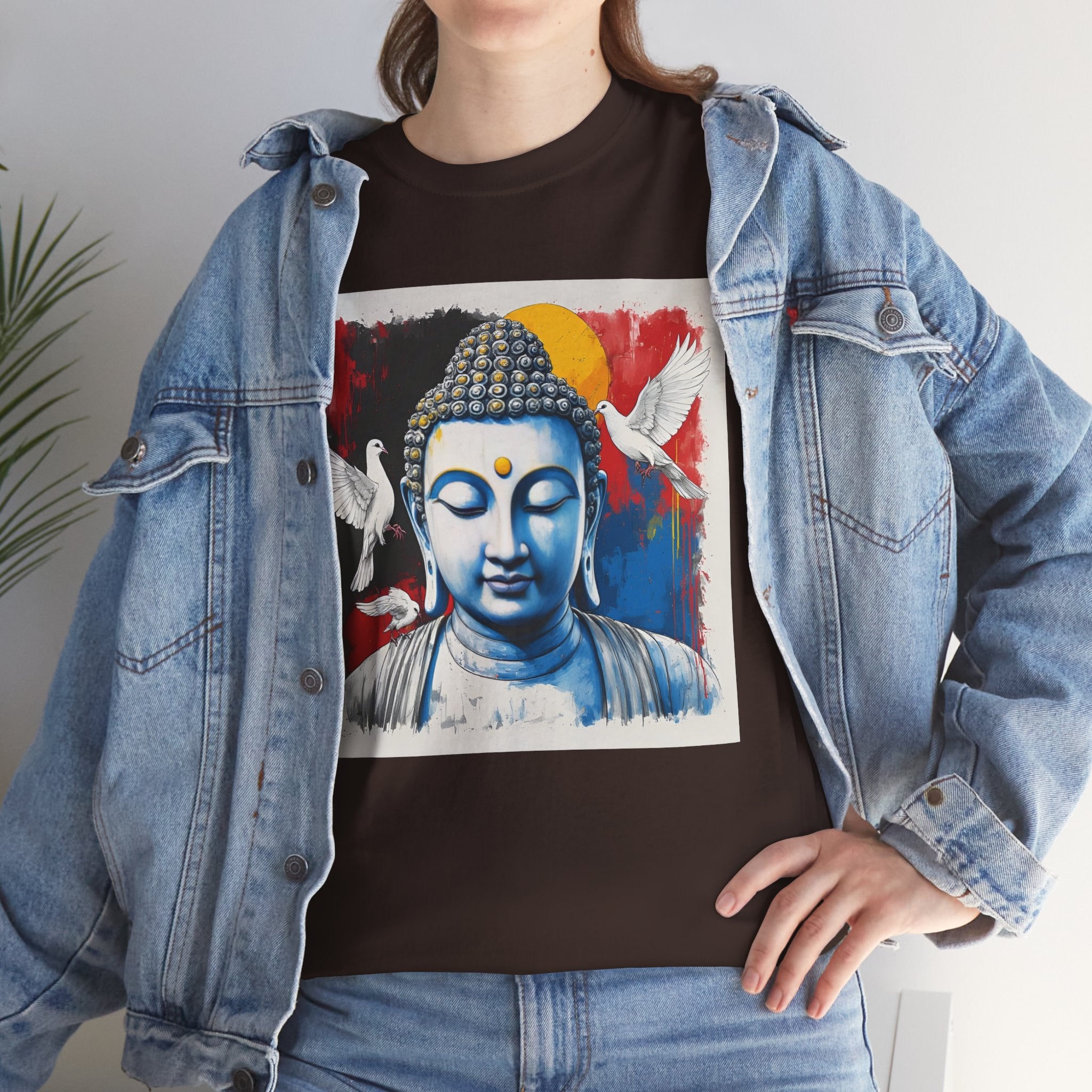 Buddha Peace Tee — Colorful Buddha & Doves Graphic T-Shirt