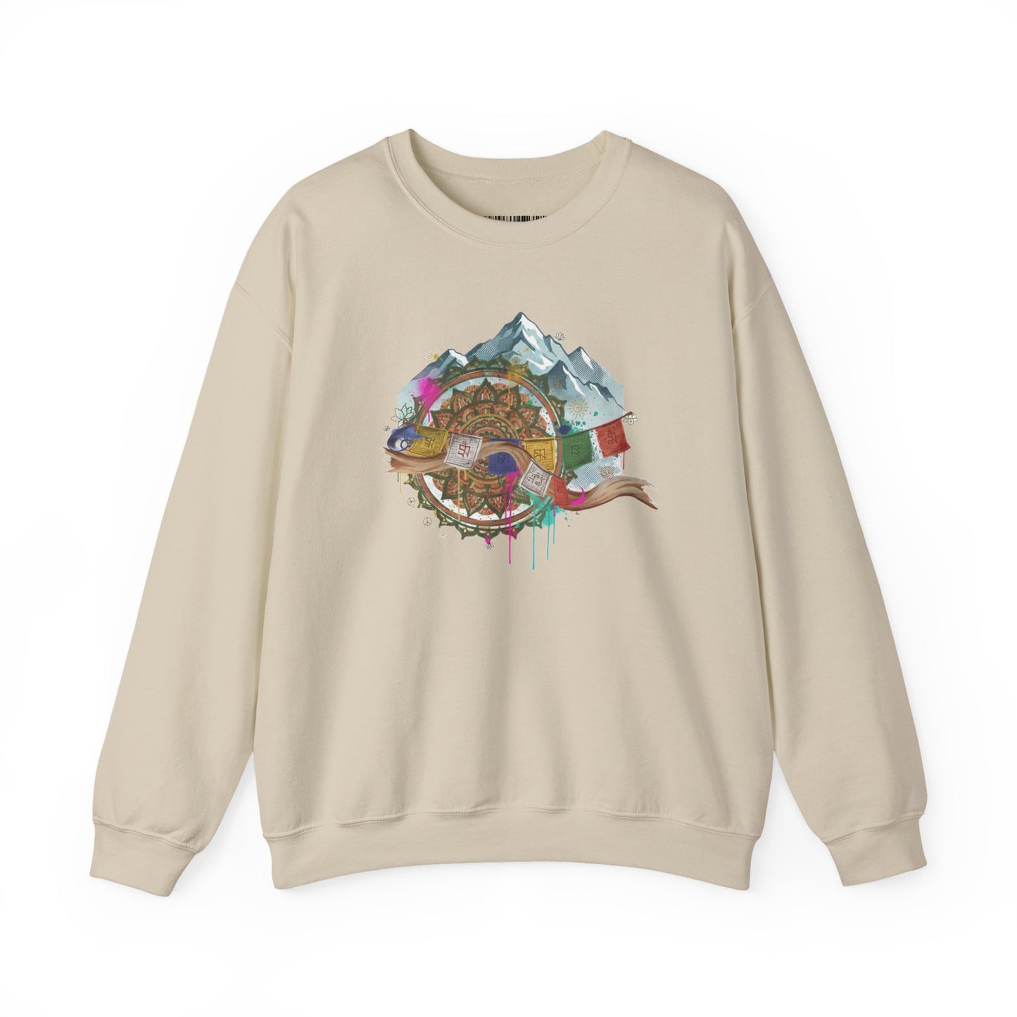 Adventure Mountain Crewneck Sweatshirt — Colorful Hiking Compass & Peaks Design