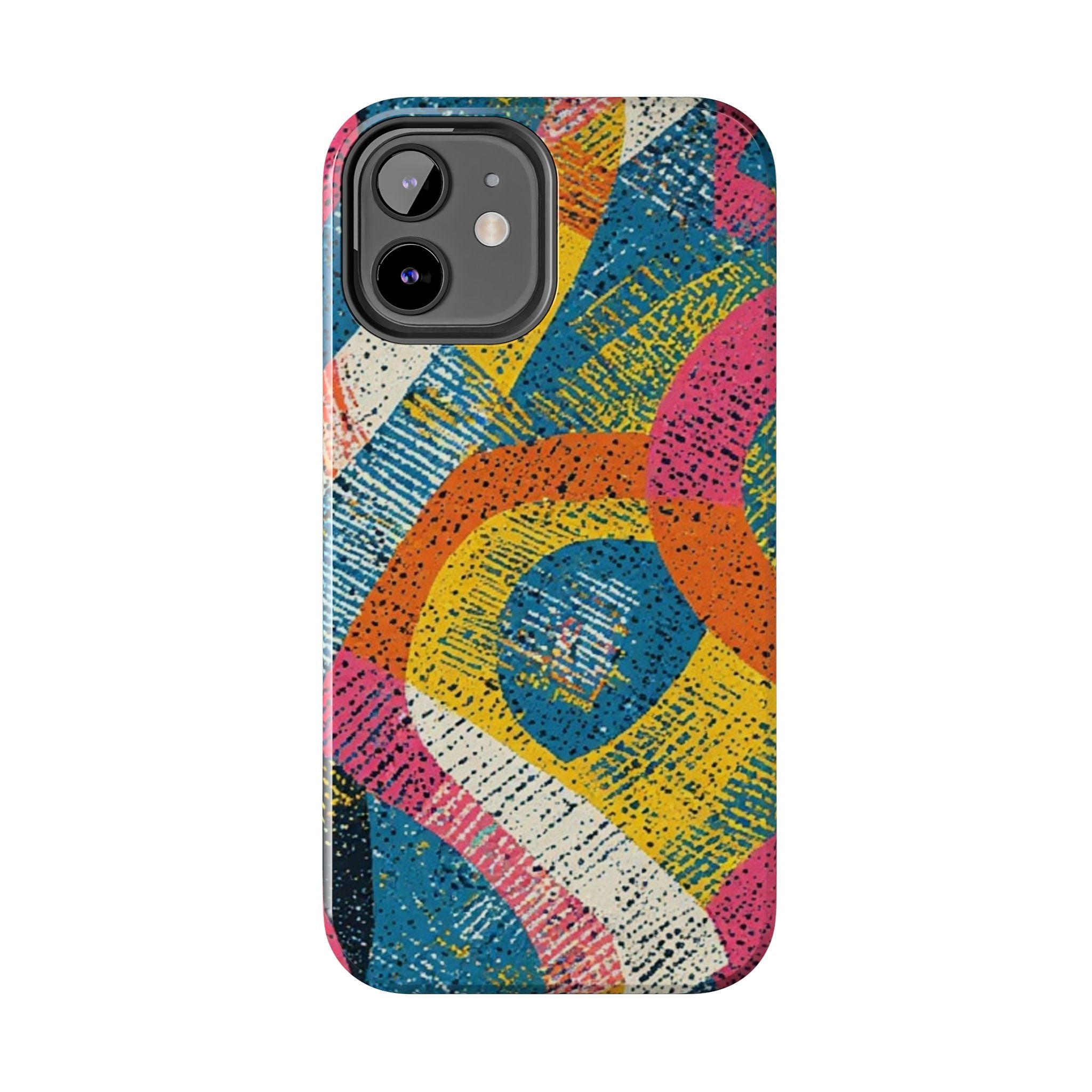 Bold Retro Abstract Tough Phone Case — Colorful Geometric Protective Cover