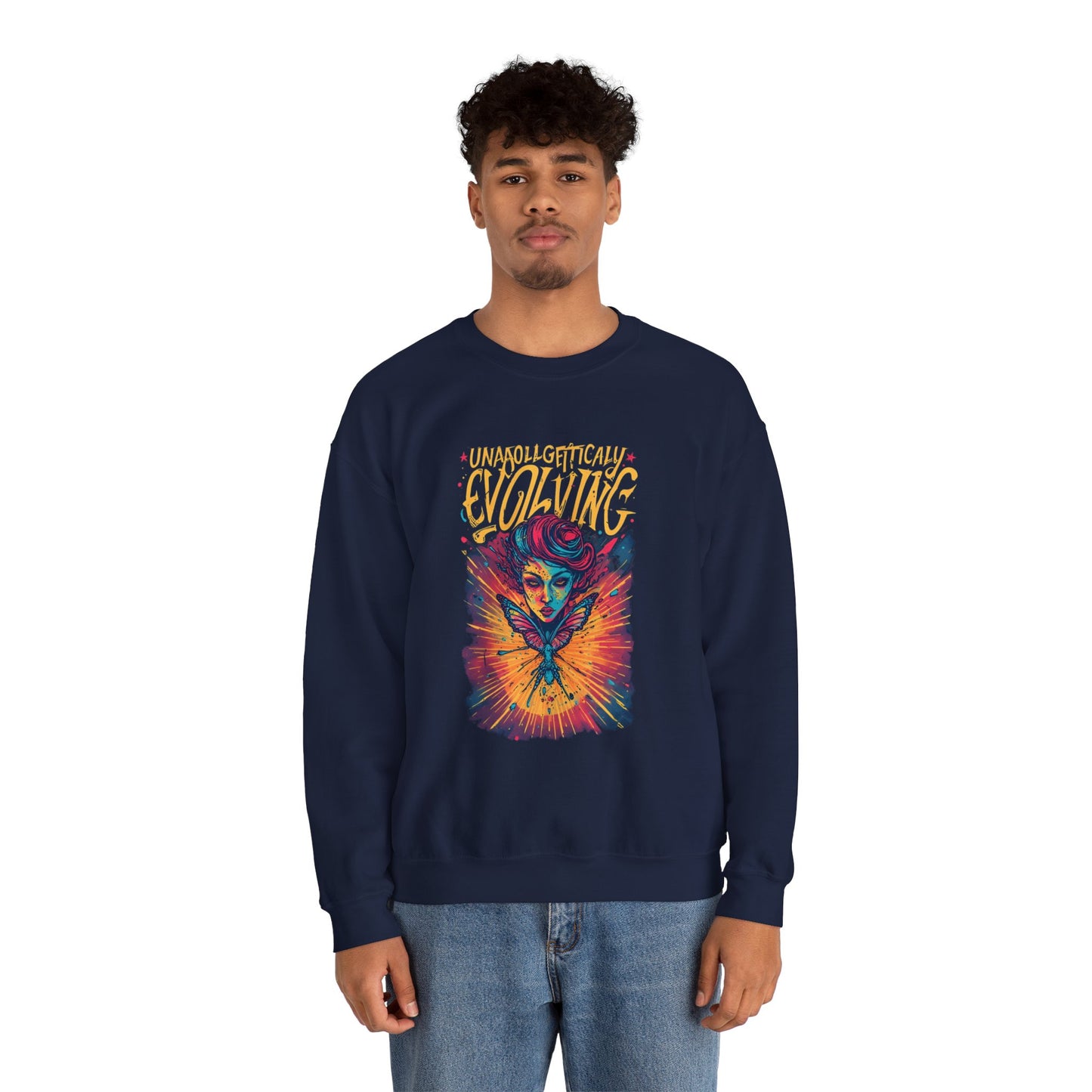 Evolving Butterfly Crewneck Sweatshirt — "Unafraid, Authentically Evolving" Inspirational Pullover