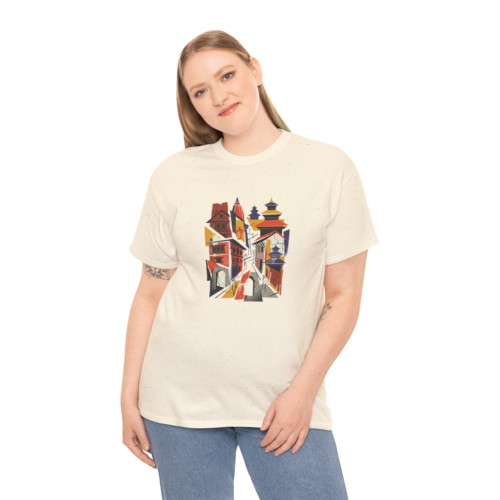 Cityscape Abstract Tee — Colorful Urban Architecture Graphic T‑Shirt