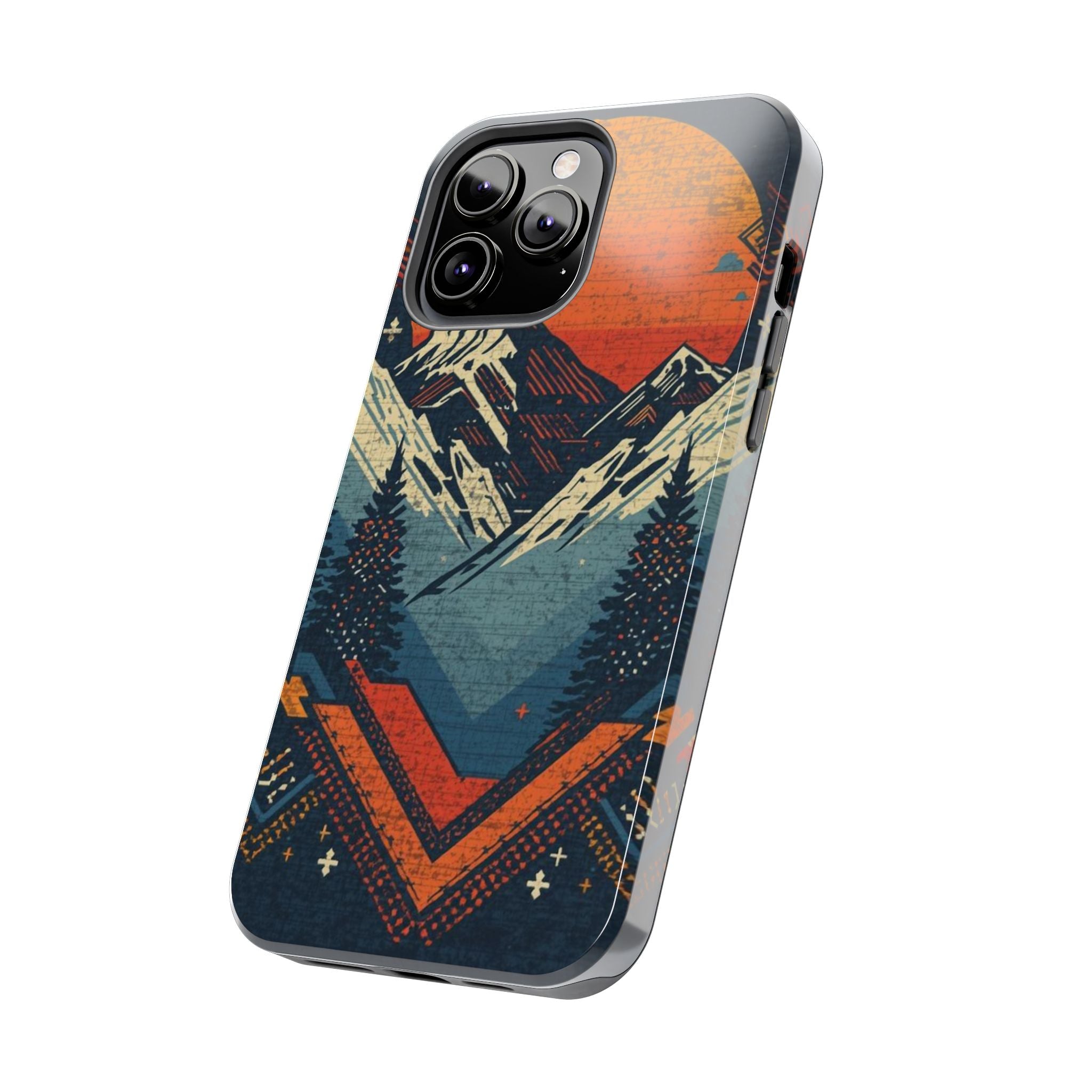 Tough Phone Case — Retro Mountain Sunset Design