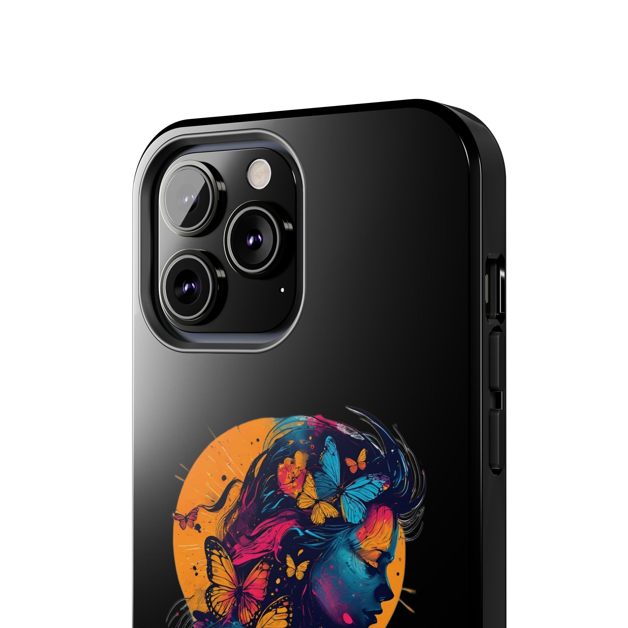 Butterfly Silhouette Tough Phone Case — Colorful Woman Art Protective Cover