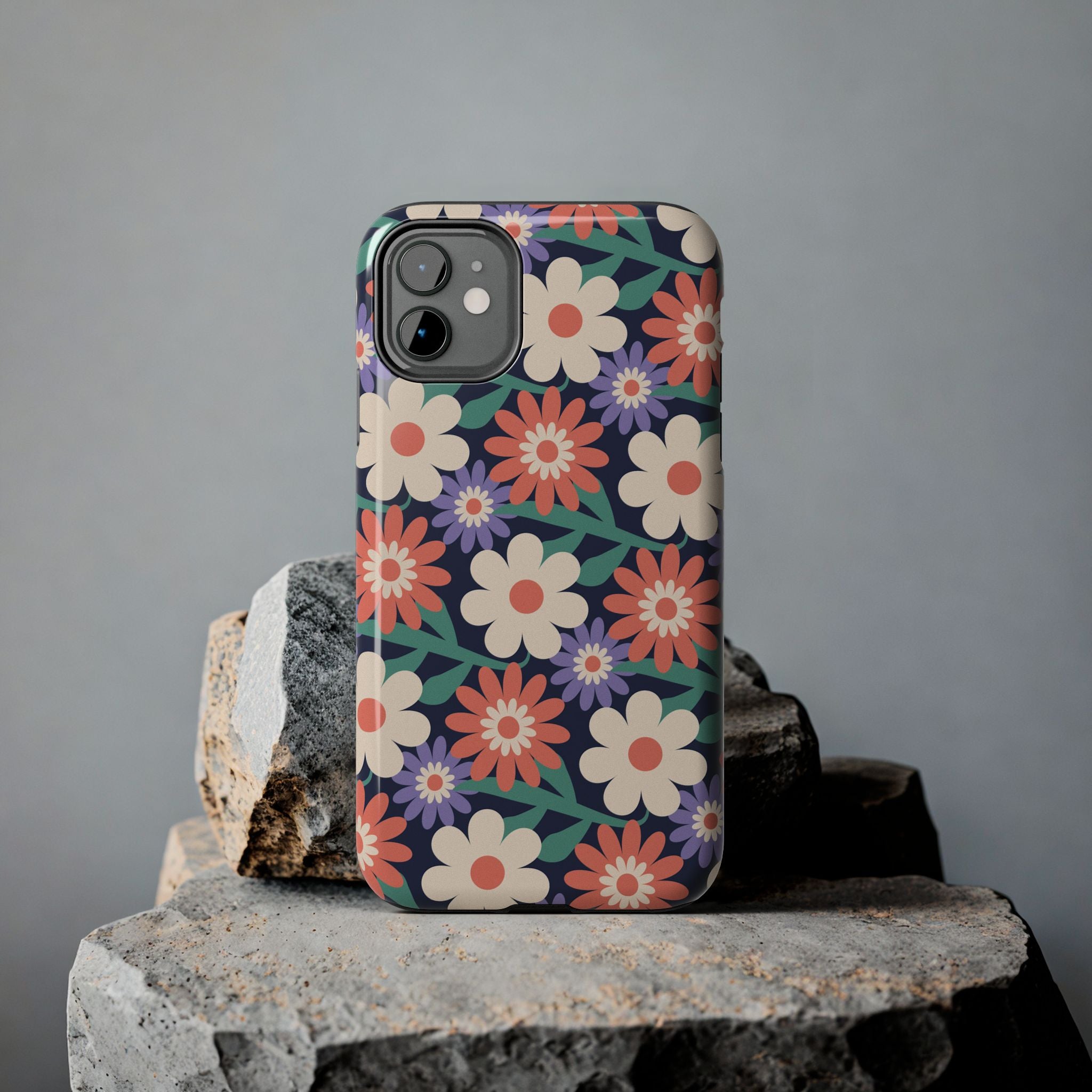 Floral Tough Phone Case — Retro Daisies Protective Phone Cover