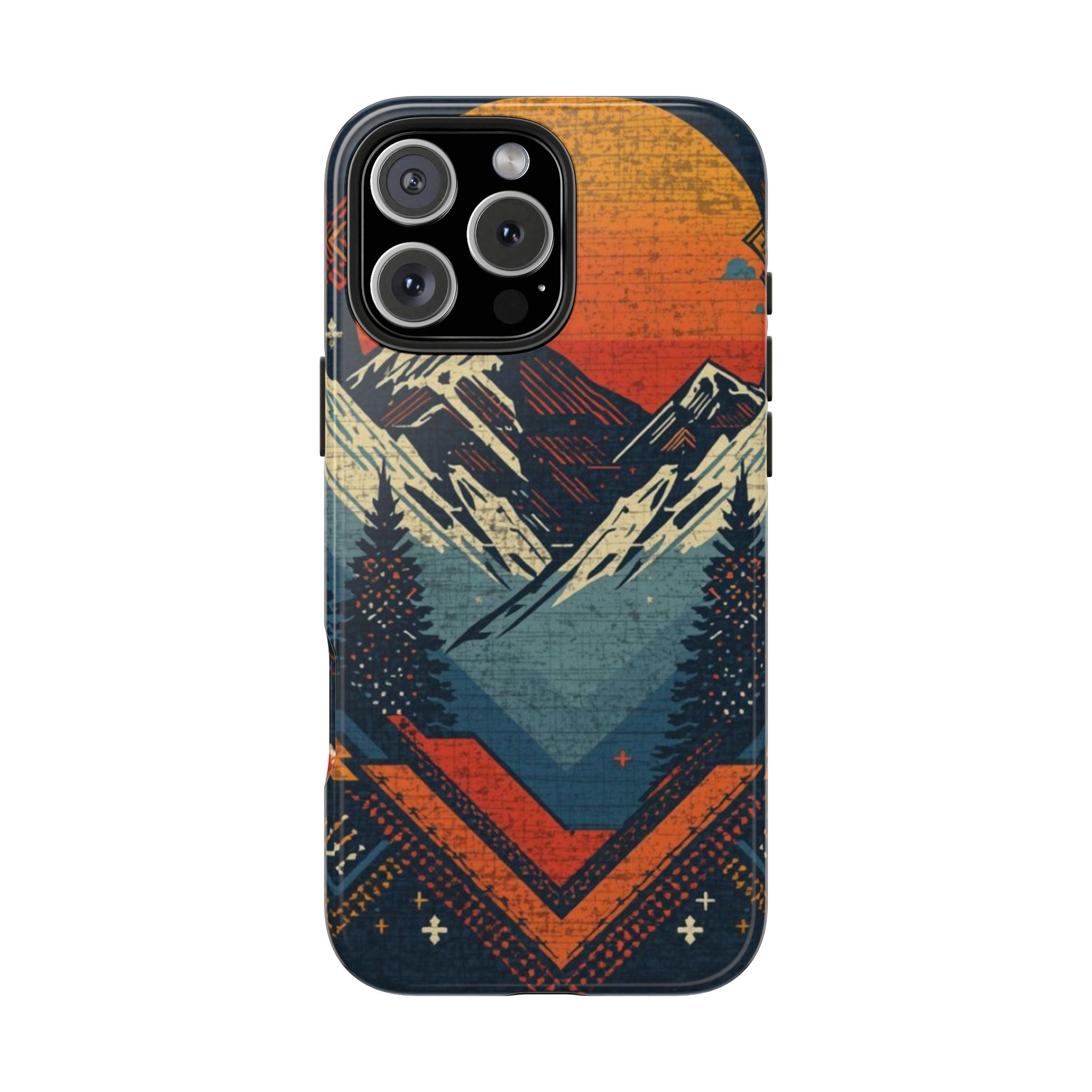 Tough Phone Case — Retro Mountain Sunset Design