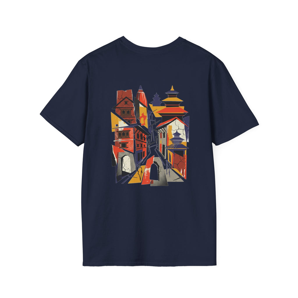 Nepal Street Scene T-Shirt — Colorful Kathmandu Illustration Tee