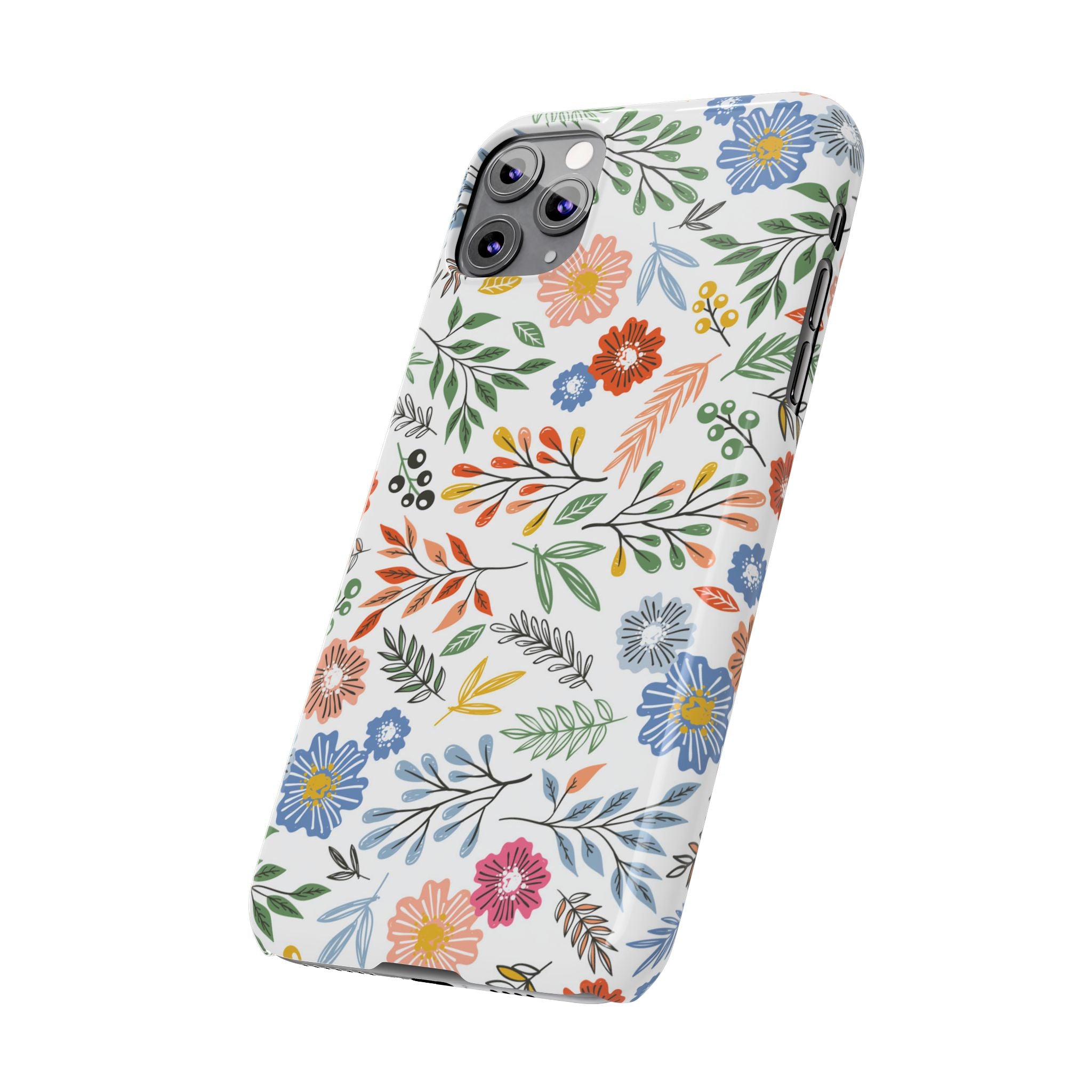 Slim Floral Phone Case — Colorful Hand-Drawn Wildflower Design