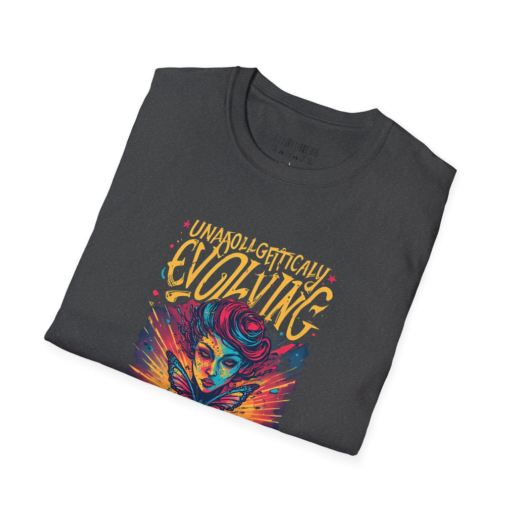 Unapologetically Evolving T-Shirt — Vibrant Butterfly Woman Graphic Tee