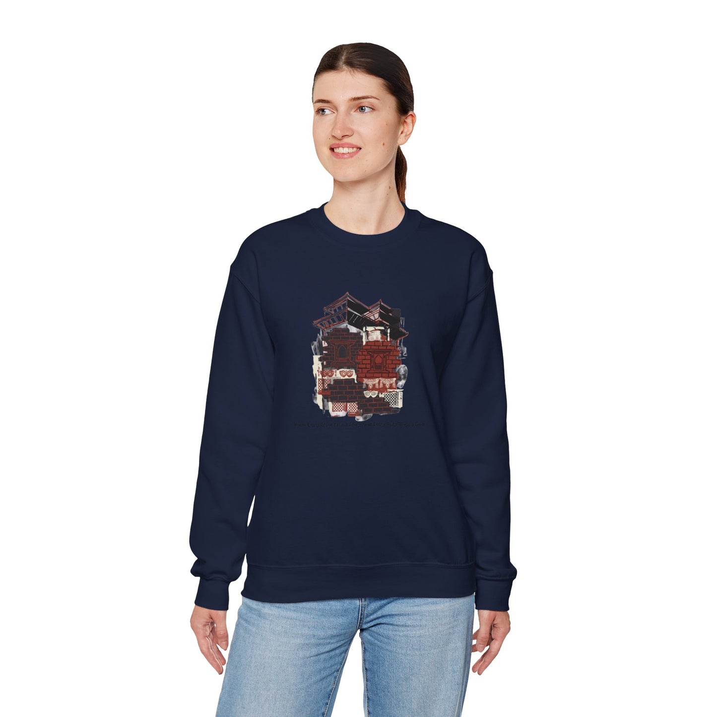 Crewneck Sweatshirt — Cozy Vintage Cabin Illustration with Quote