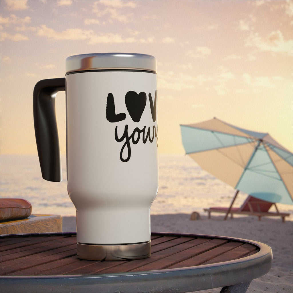 Love Yourself Stainless Steel Travel Mug, Inspirational Travel Coffee Cup, Motivational Drinkware, Perfect Gift for Friends, Self-Care [...]