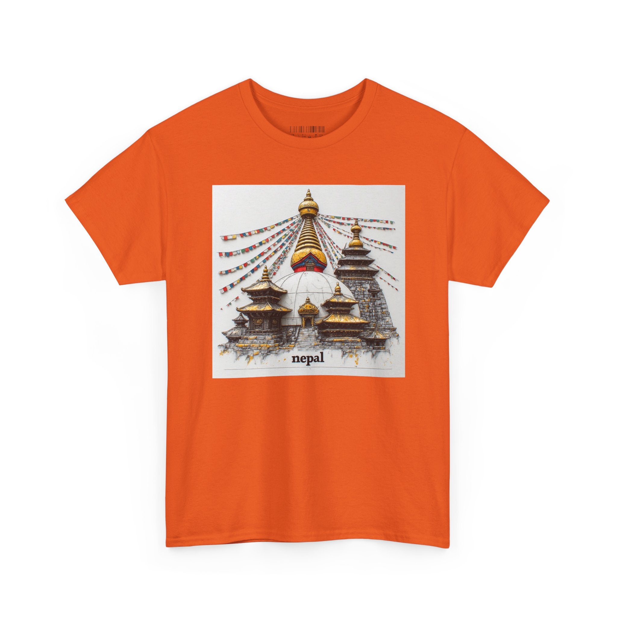 Nepal Swayambhunath Stupa T-Shirt — Buddhist Prayer Flags Travel Tee